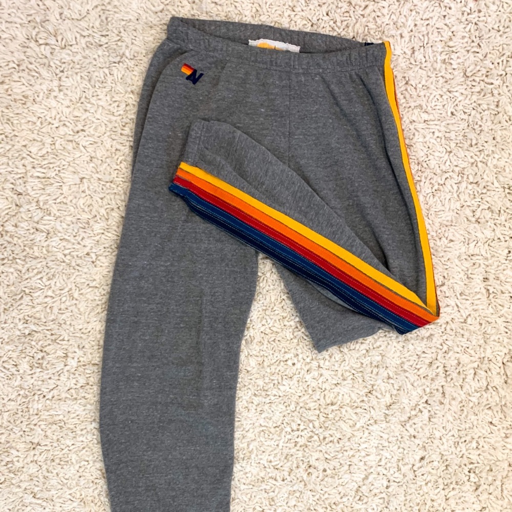 Grey 5 Stripe Aviator Nation Sweatpants